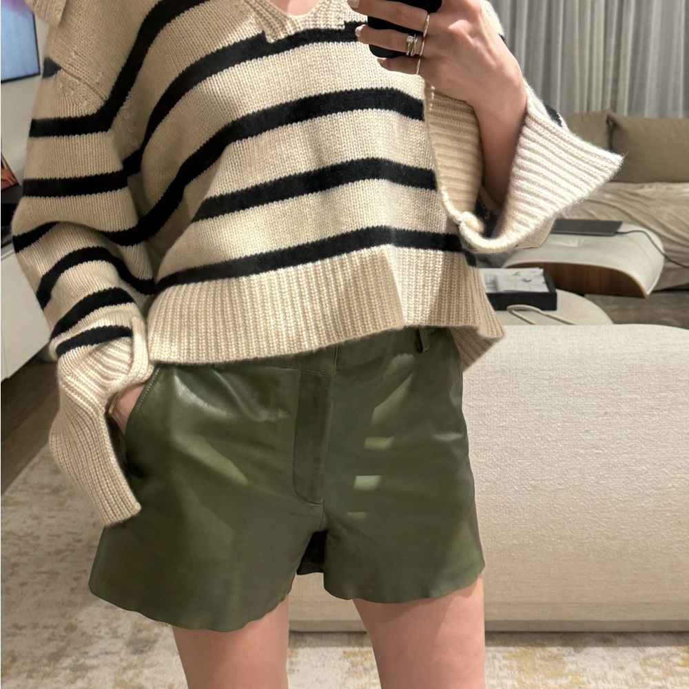 Zadig & Voltaire real leather green shorts